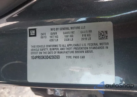 2013 Buick Verano Convenience Group z USA, uszkodzony, nr VIN 1G4PR5SK3D4236393